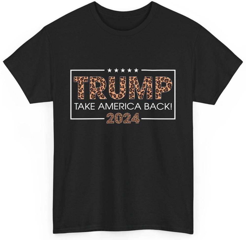 Donald Trump 2024 Take America Back Leopard Print Gift Women T-Shirt