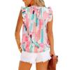 Women's sleeveless round neck colorful printed chiffon shirt