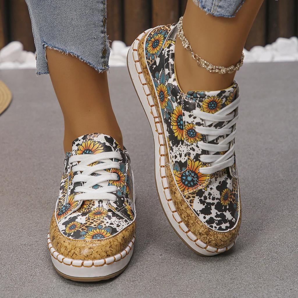 Women Flats New Elegant Round Toe Loafers Lace Up Trend Comfortable Women Shoes Casual Anti-slip Outdoor Sneakers Women