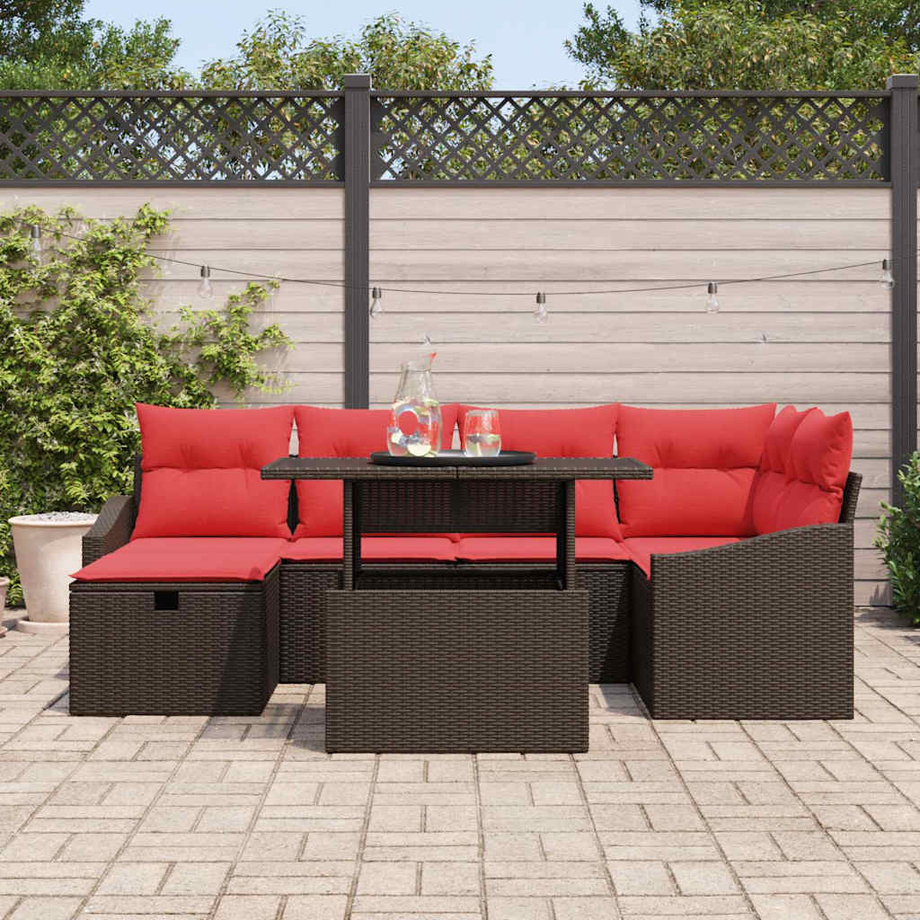 Garden Sofa Set 7 Pieces Poly Rattan