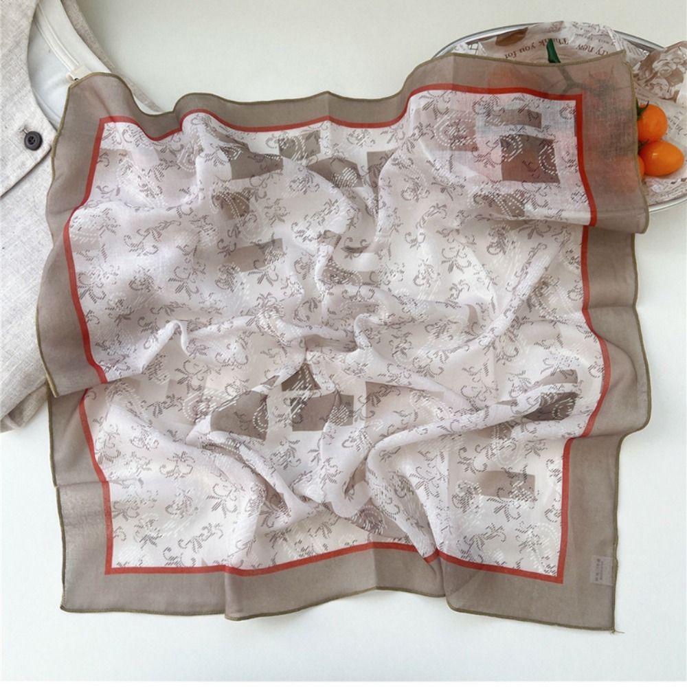 Cashew Small Square Scarf Floral Printed Silk Scarf Retro Cotton Linen Print Scarves Outdoor