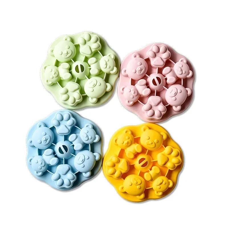 Eiscreme-Götterspeisenform, Eiswürfelform, Silikonform für gedämpften Kuchen für Babynahrung, Silikon-Teddybär, Götterspeise mit Milch