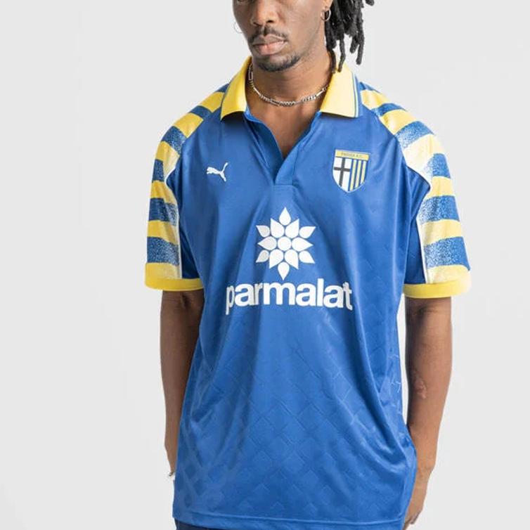 Puma X Parma Calcio Collaboration Outdoor Casual Sports Pullover Short Sleeve Football Shirt Unisex tops Blue 629943-46
