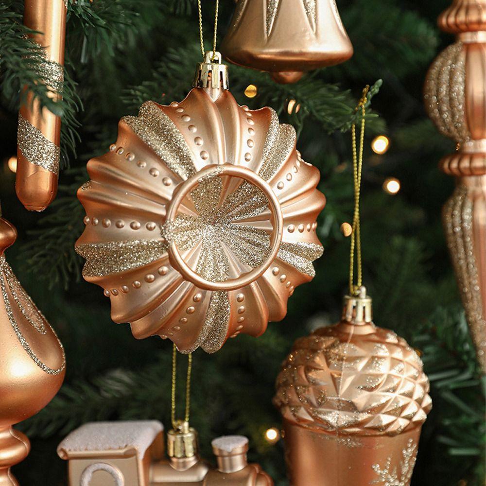 Plastic Christmas Pinecone Bell Pendants Champagne Merry Christmas Decor  Party Favors