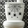 Indoor Party Atmosphere Props Halloween Spider Web Toilet Seat Sticker, Self-Adhesive Black Spiders Lid Moisture Proof Ceramic Tile Decals Decal,