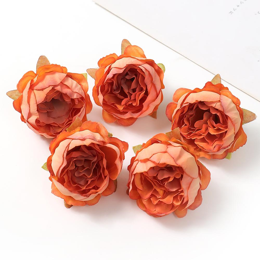 5/10Pcs Peony Artificial Flowers 4.5cm Silk Fake Flower for Home Room Decor Garden Wedding Decoration Bride DIY Wreath Accessory