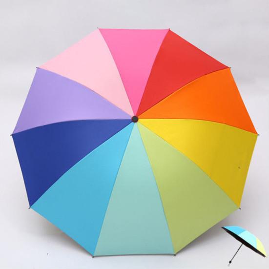 Yousheng Extra Large Rainbow Folding Umbrella Sun Blocking UV Protection Umbrella Waterproof Windproof 10 Ribs Kids Adults Sun Rain Umbrella