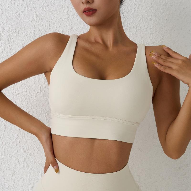 European & American Cross-Back Nude Feel Sports Bra - Women's Shock Absorption Yoga Vest