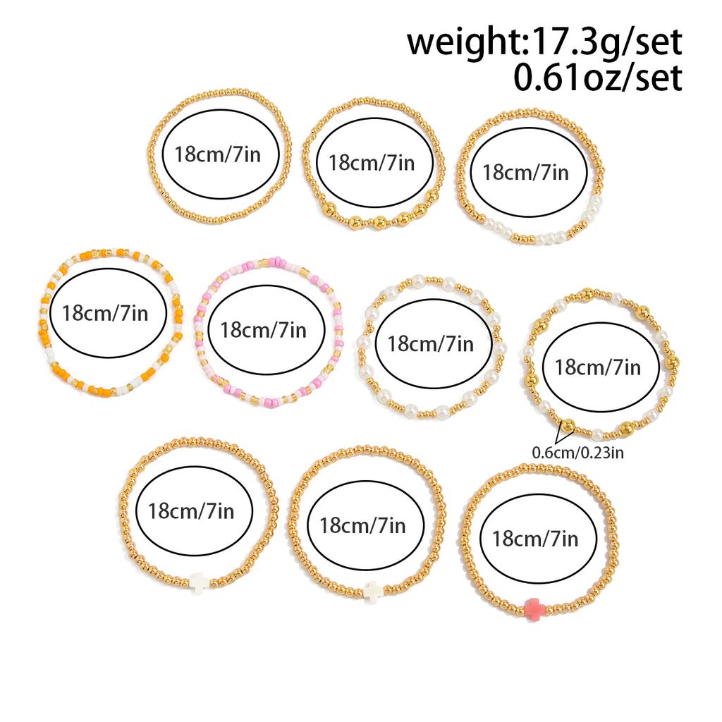 Ingemark 7 Styles Goth Acrylic Imitation Pearl Elastic Chain Bracelets for Women Boho Stacked Strand Beads Bangle Couple Jewelry
