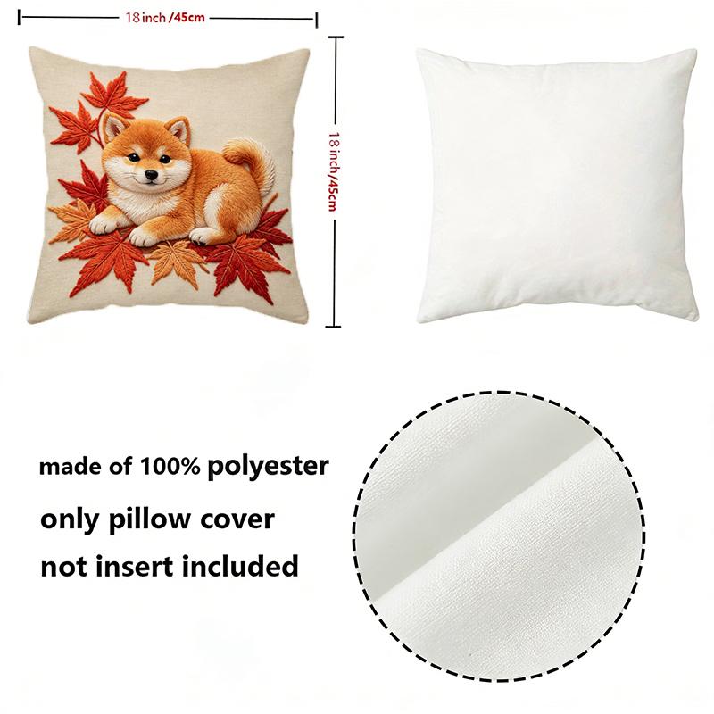 Autumn Shiba Inu Maple Leaf Throw Pillow Covers Pattern Cushion Cover Suitable For Sofa Bedroom Car Pillow Cover
