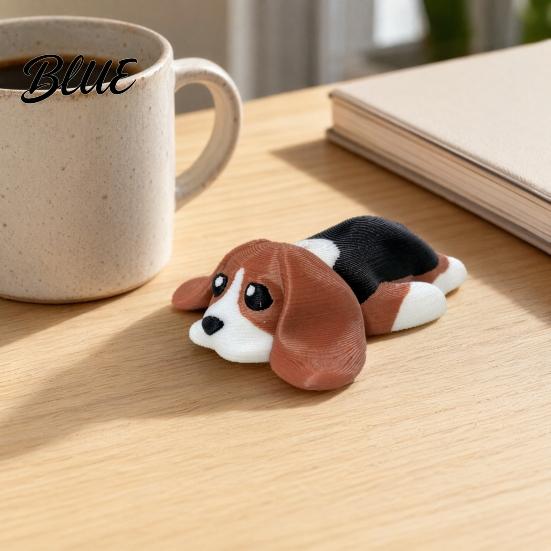 Vivid Detail Dog Desktop Decoration Printed Figurine Beagle Ornament 3D Cute Tiny Collectable Decor Mini Lying Puppy Statue for