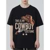 Unisex Oversized T-Shirt Black Cowboy Costume With Cowboy Hat And Revolver Western Theme Casual Wear For Halloween