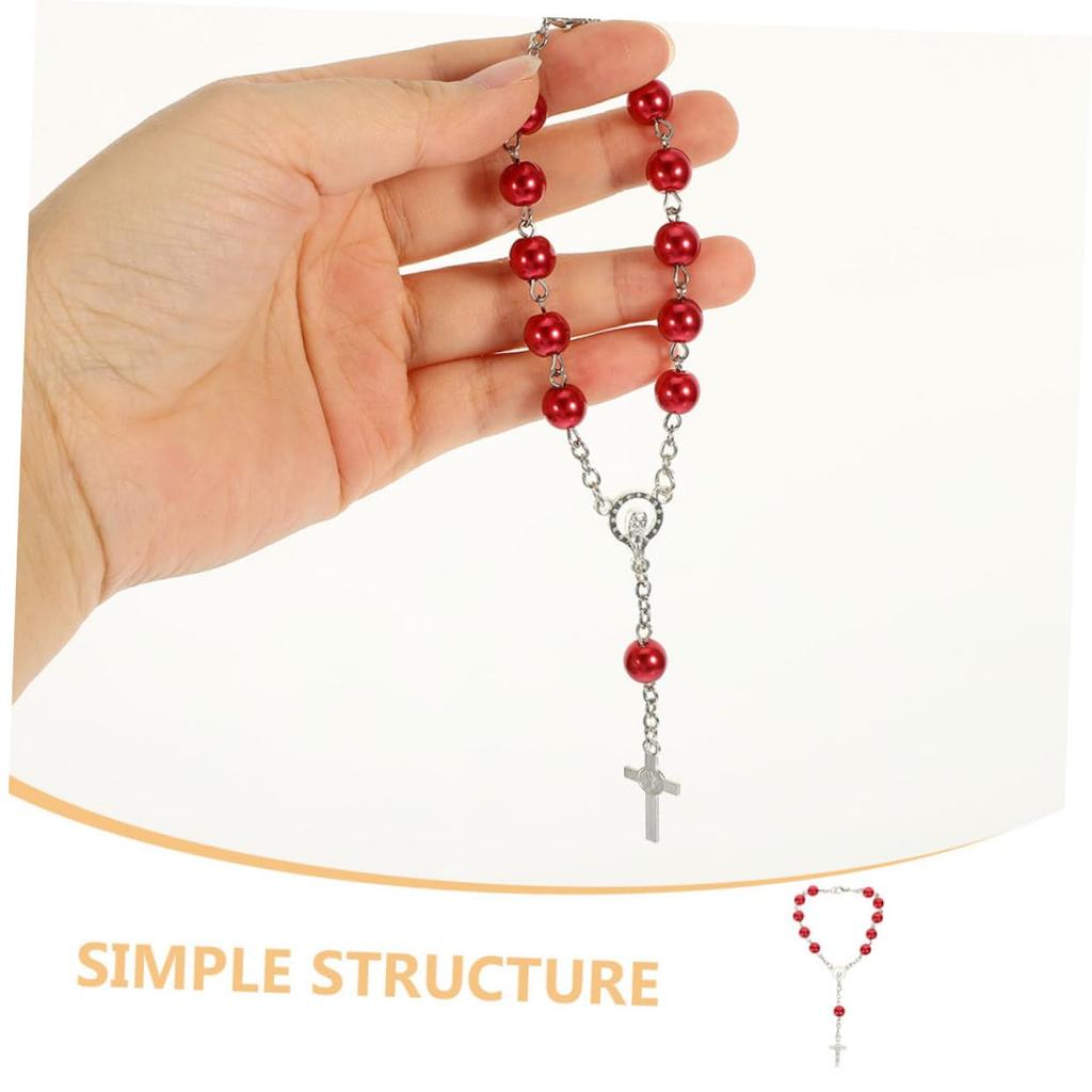 ETHZZLE Mirror Decor Car Men Women Decor Rosary Beads Catholic Auto Rosary for Rearview