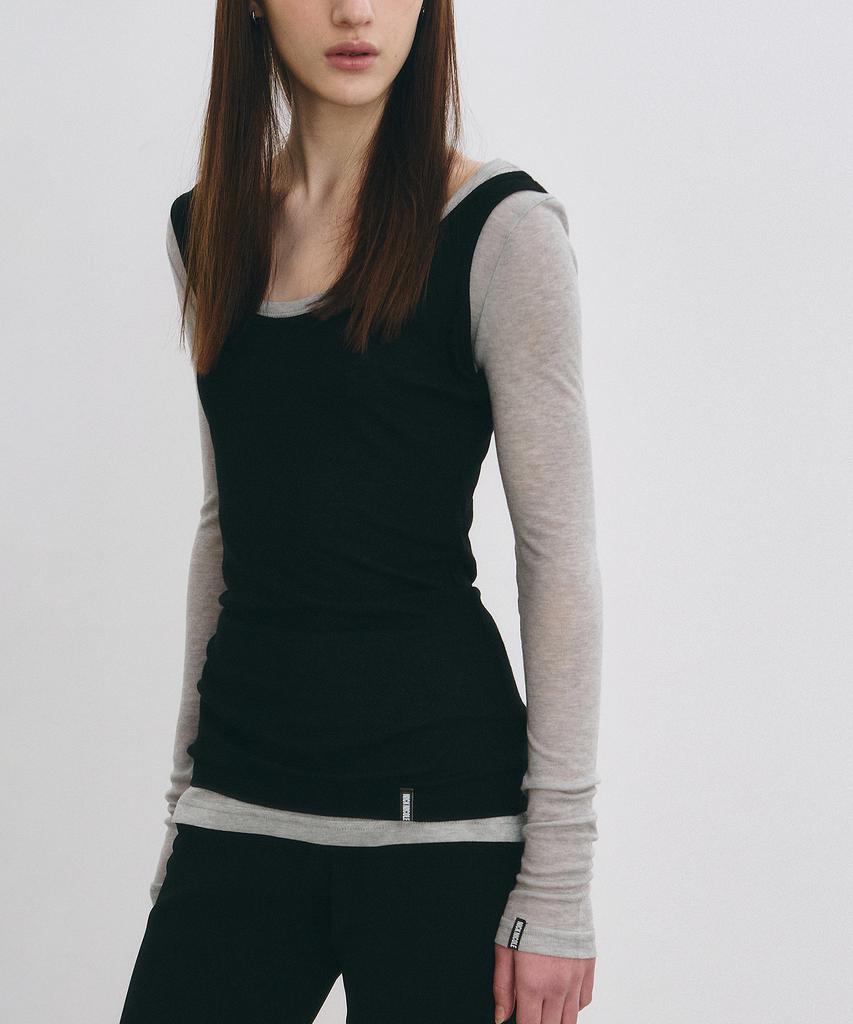 Nigaennikol Nicole Minimal Label Scoop Ls Top_Gray