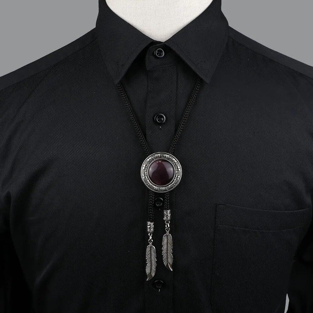 Vintage Aborigéni, Kožená Kravata, Trendy, Kravata Bolo, Western, Kovbojská Košeľa, Náhrdelník
