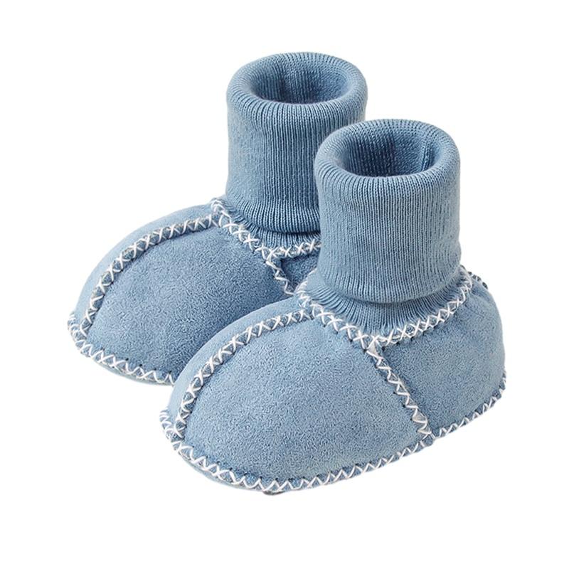 Newborn Baby First Steps Socks Fall/Winter Non-Slip Baby Fleece-Lined Thickened Soft-Soled Socks S