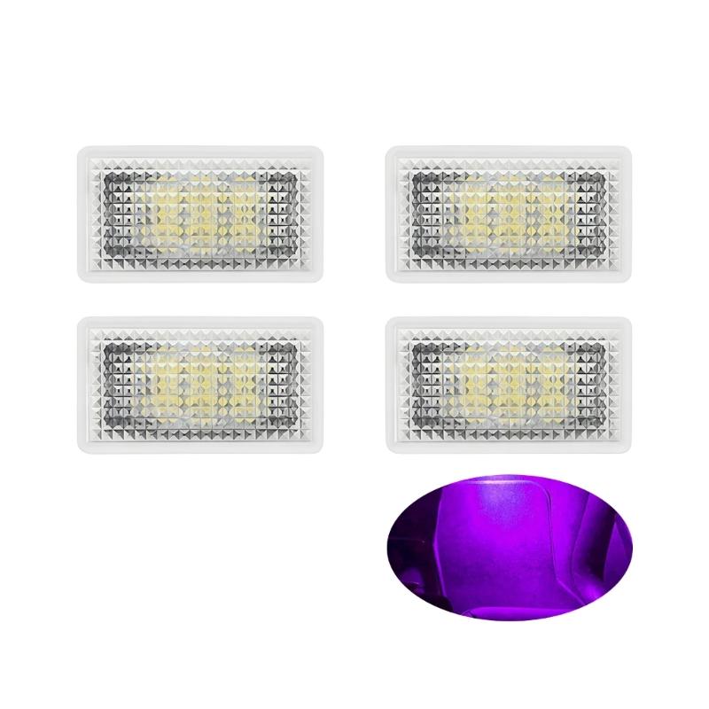 Trunk and Door Light Replacement Set, 4 LED Cabin Lamps for Footwell Courtesy and Front Trunk Lighting Use in Vehicles