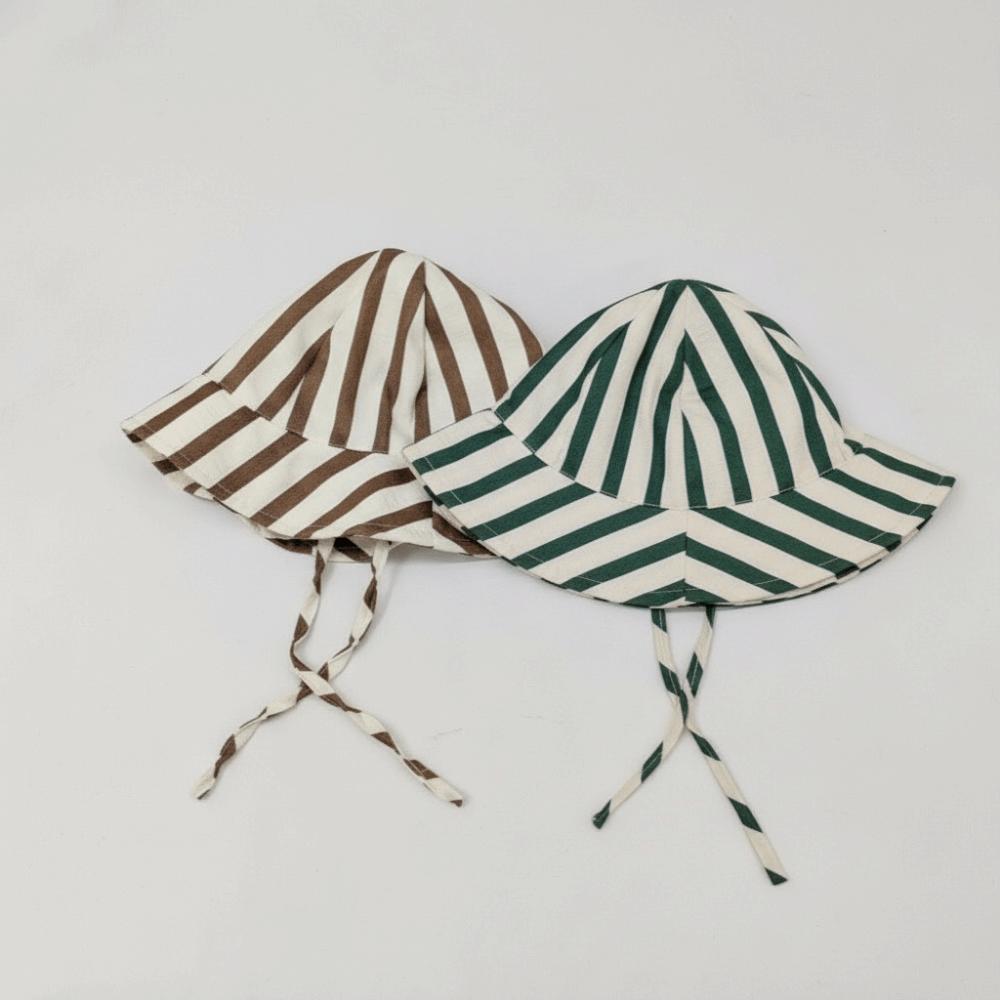 Striped Pattern Double Sided Baby Bucket Hat Breathable Panama Bonnet  Beach