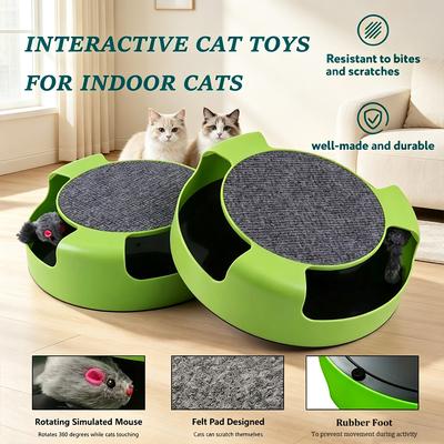 Interactive Cat Toys for Indoor Catch Mouse Motion Multi-functional Low Noise Cat Mouse Toys with Scratching Pad for Kitten Cats
