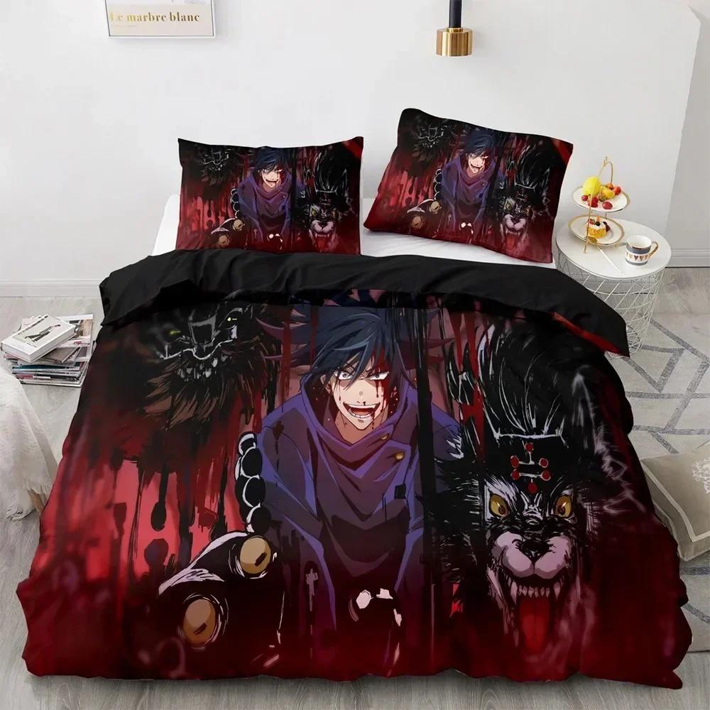Jujutsu Kaisen Bedding Set Duvet Cover Sheet Printed Bed Set Pillowcase Bed Full Queen King Size Comforter Bedroom
