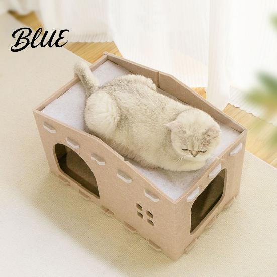 Cat Nest with Play Rest Cave Pet Bed Large Secret Hideouts House Felt Space Top