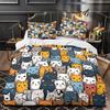 Cat Comforter Covers 3D Print Quilt Cover For Teens And Adults, Soft Microfiber Bedding Set With Zipper Closure With Pillowcases
