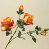 Artificial Rose Flower Realistic Vintage Fake Rose Bouquet with 2 Heads Blooms And 3 Buds for Wedding Flower Arrangement Home Party Table Centerpiece