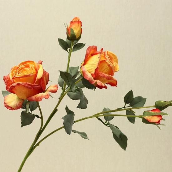 Artificial Rose Flower Realistic Vintage Fake Rose Bouquet with 2 Heads Blooms And 3 Buds for Wedding Flower Arrangement Home Party Table Centerpiece