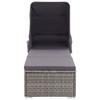 Sun Lounger with Sunshade and Cushions Poly Rattan Grey