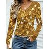 Women's Autumn 3D Printed V-Neck Long Sleeve T-Shirt