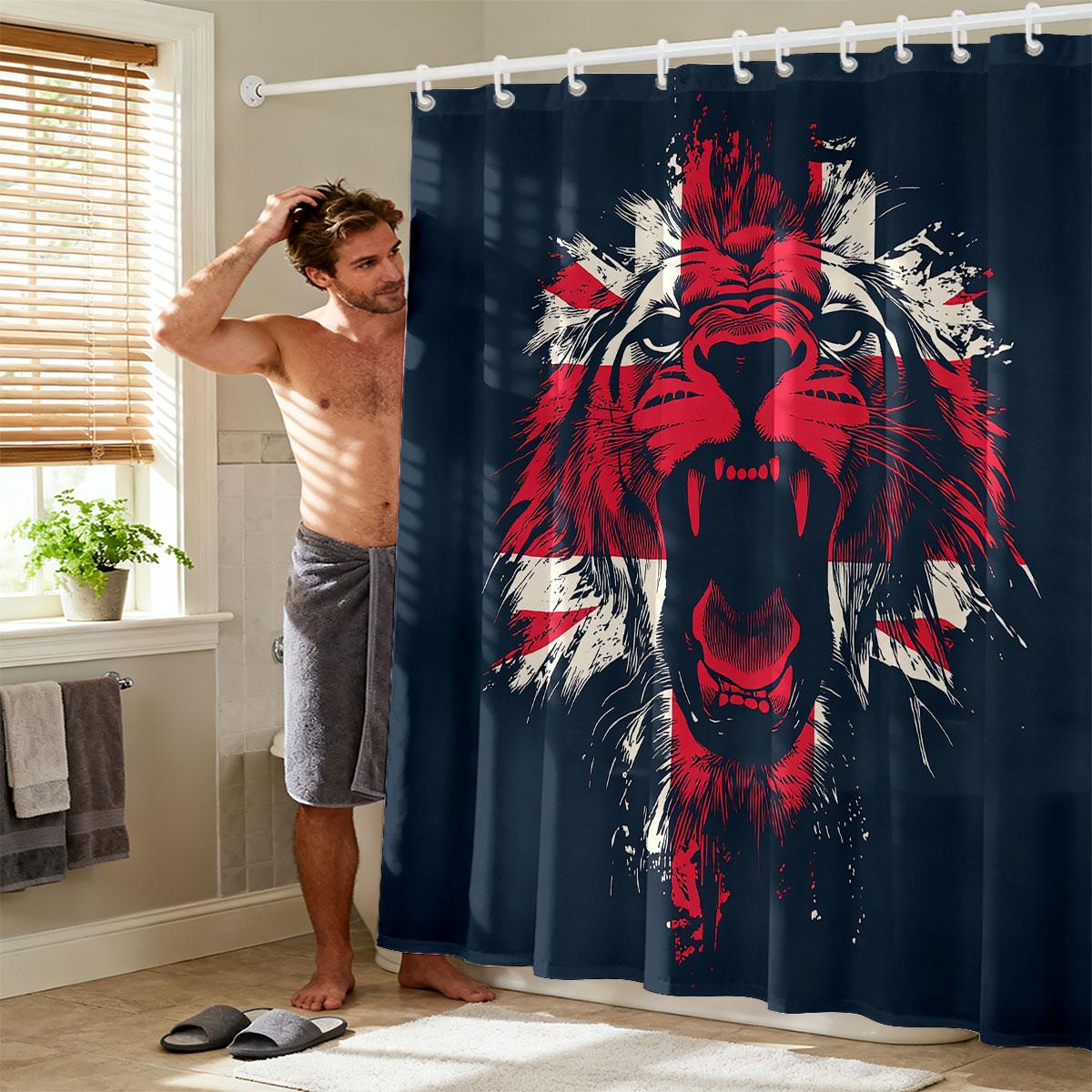 

1Pc Fierce Lion Printed Shower Curtain Multi Size Partition Privacy Bathroom Hanging Curtain Fashion Home Decoration W60H190(CM)-1 Pcs