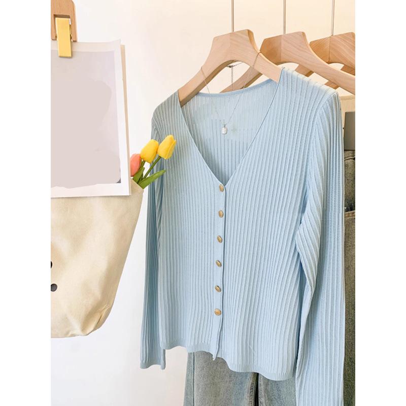 2025 Spring Gentle Knit Cardigan: Slimming V-Neck Long Sleeve Top 4XL