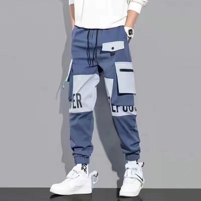 Men's Korean Style Multi-Pocket Jogger Cargo Pants - Spring/Summer Casual Long Pants for Students & Teens