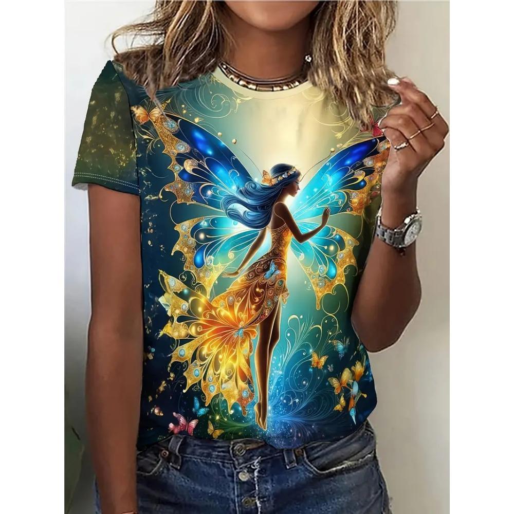 T-shirt women's short sleeved round neck T-shirt Harajuku top casual T-shirt women's clothing