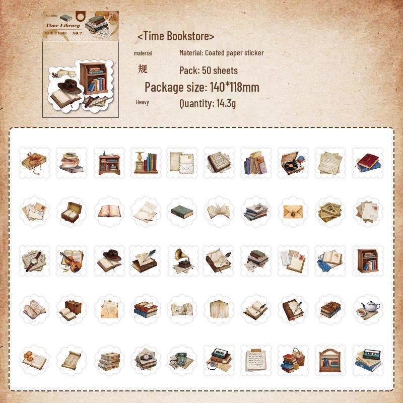 Mu Ran 50 Sheets Bread Cartoon Stickers: Decorative DIY Journal Pack with High-End Feel