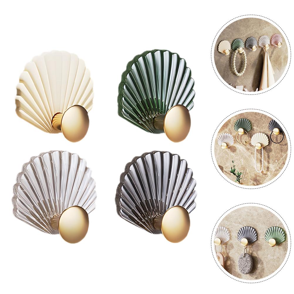 4 Pcs Coat Hangers Shell Wall Hook Storage Hooks Heavy Duty Towel Decorative Household Sundries