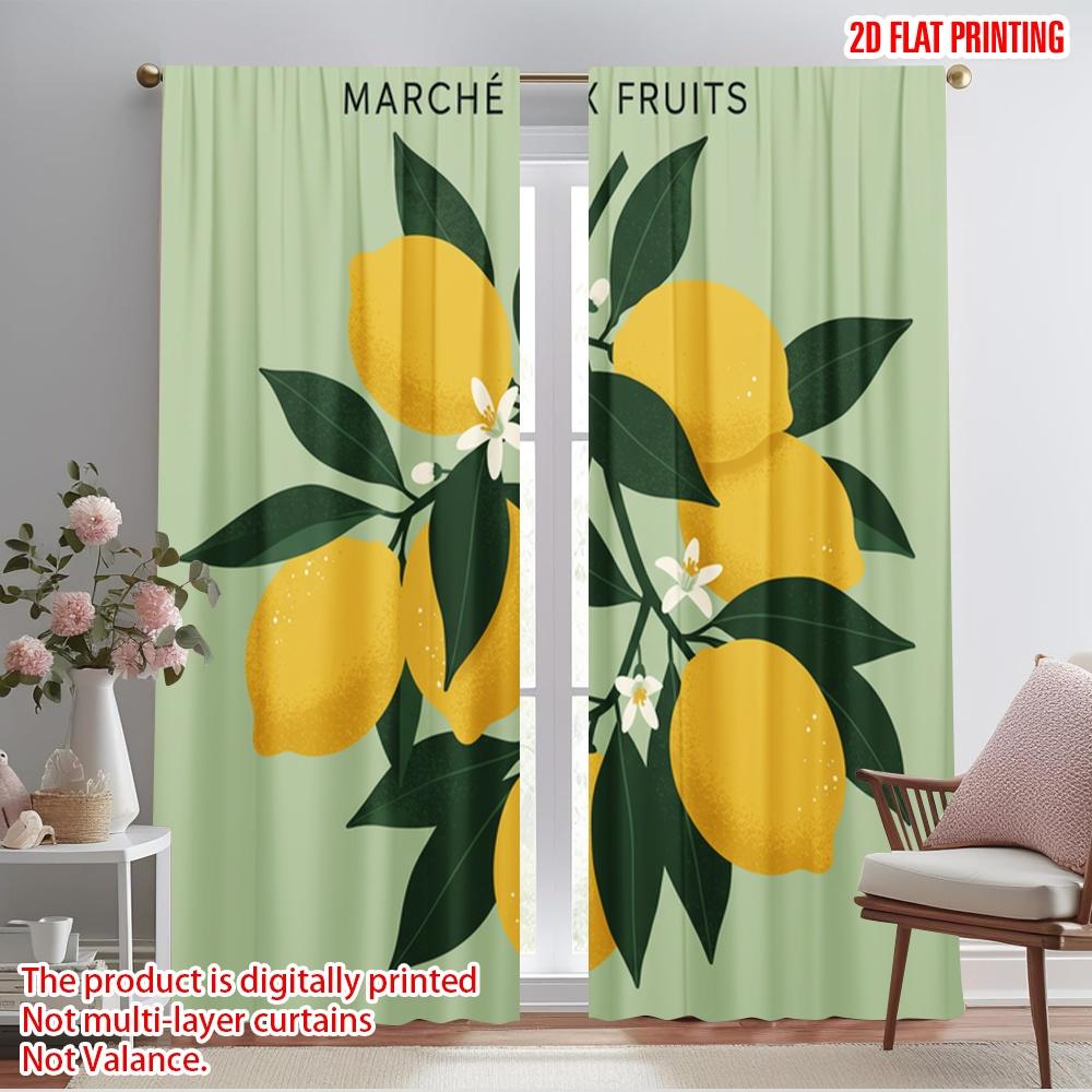 

2pcs 2D flat printing Scene Curtains FRUIT MARKET LEMONS PRINT COLLECTION Fabric Without Electricity 0 Perfect for New Year 52.50×116.00 CM 2pcs