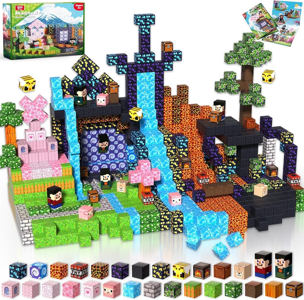 200 Pcs Magnetic Building Blocks, Educational Toys for Kids, Boys and Girls, Birthday Gift, Christmas Gift