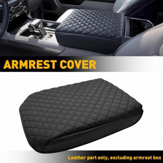 

Black Center Seat Bucket Console Lid Armrest Pad Cover Fits Ford F150 -2024