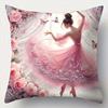 Home Decor Dancing Ballerinas With Roses And Butterflies Pattern Cushion Cover Suitable For Sofa Bedroom Car Pillow Cover