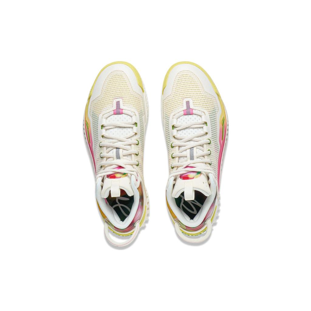 LiNing Badfive 3 Rutschfeste Dämpfung Abriebfeste Mittelhohe Basketballschuhe Herren Weiß Gelb Rosa ABFT005-8