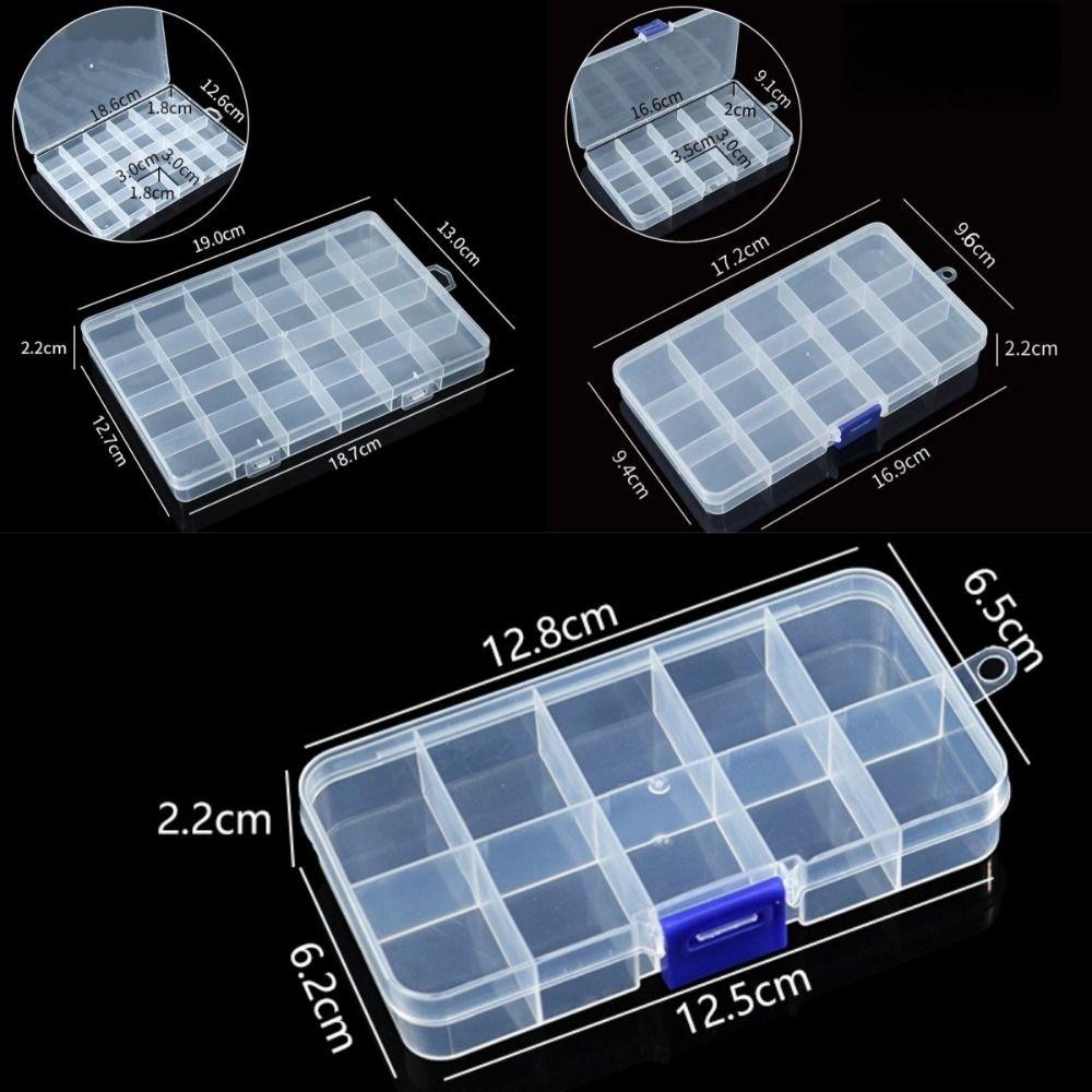 New 10/15 Grid Clear Plastic Box Multi-functional Dustproof Multi Grid Box Rectangular Waterproof Tools Storage Cases Home Use