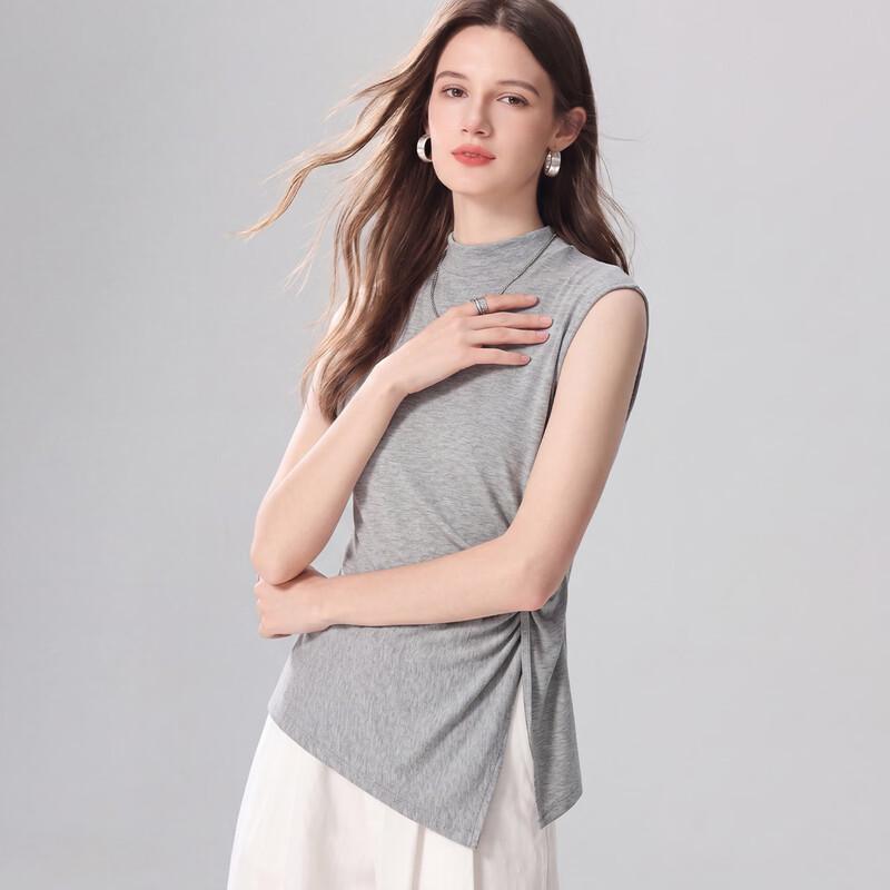 Snowforte Women's Silk Blend Sleeveless Ruched Knit T-Shirt