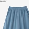 ZANZEA Women Casual Elastic Waist Loose Wide Leg Pants