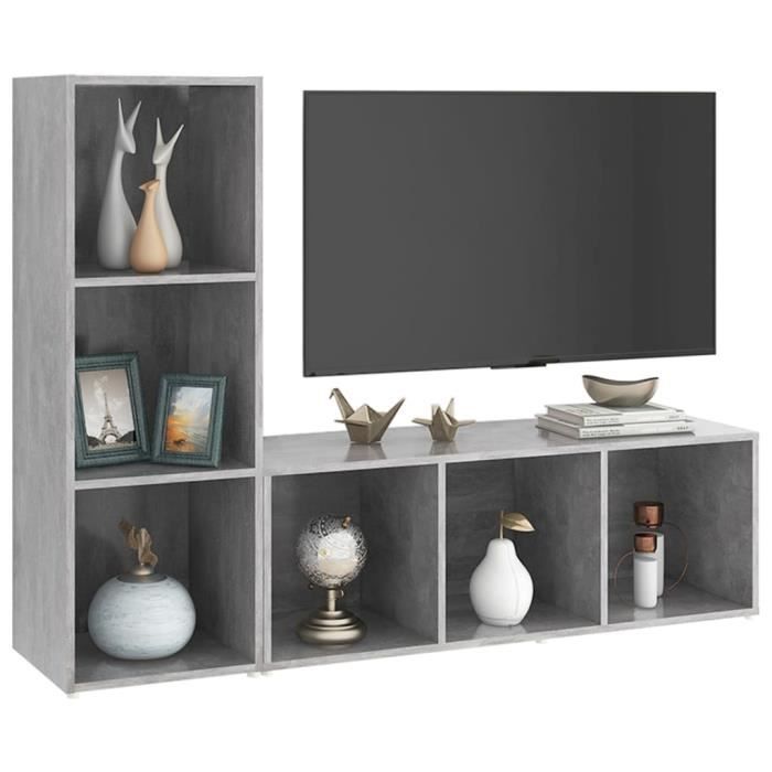 VidaXL TV Stands 2 Pcs Concrete Grey 107x35x37 Cm Chipboard