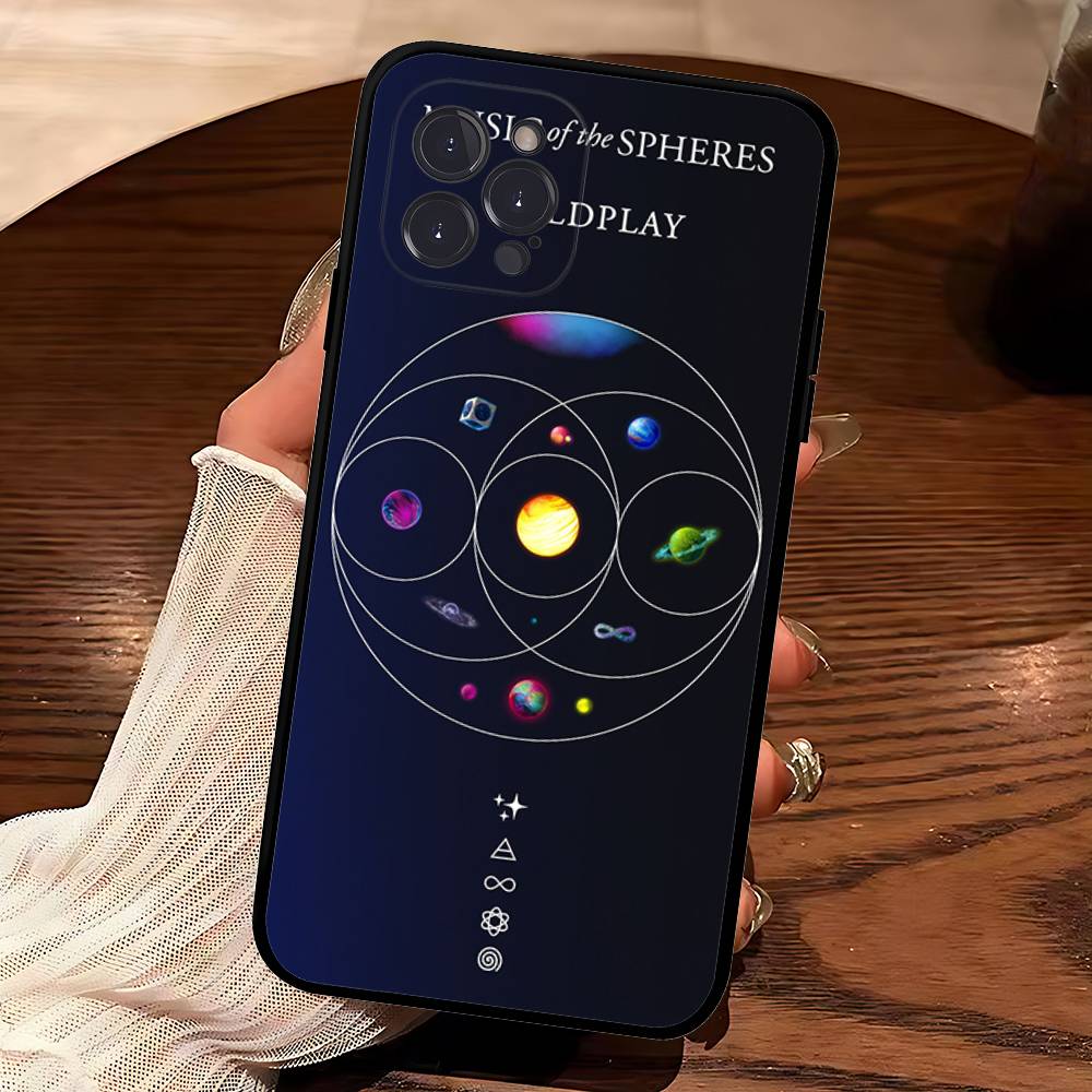

Moon Music Coldplay Band Black Soft Phone Case For IPhone 16 15 14 13 11 12 17 Pro Max Mini Plus iPhone 15 pro