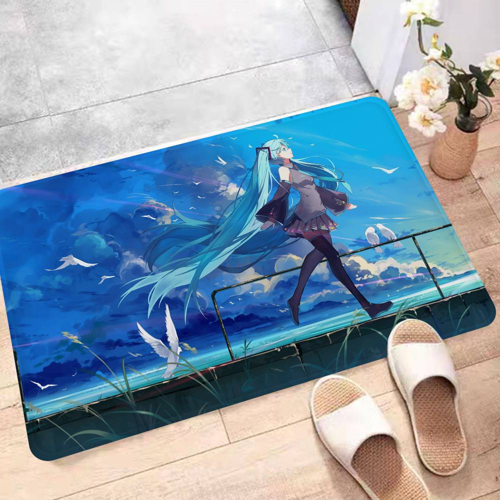 

Music H-Hatsune M-Miku Floor Mat Non-Slip Laundry Room Mat Laundry Decor Balcony Child Living Room Household Carpets 40x60 cm