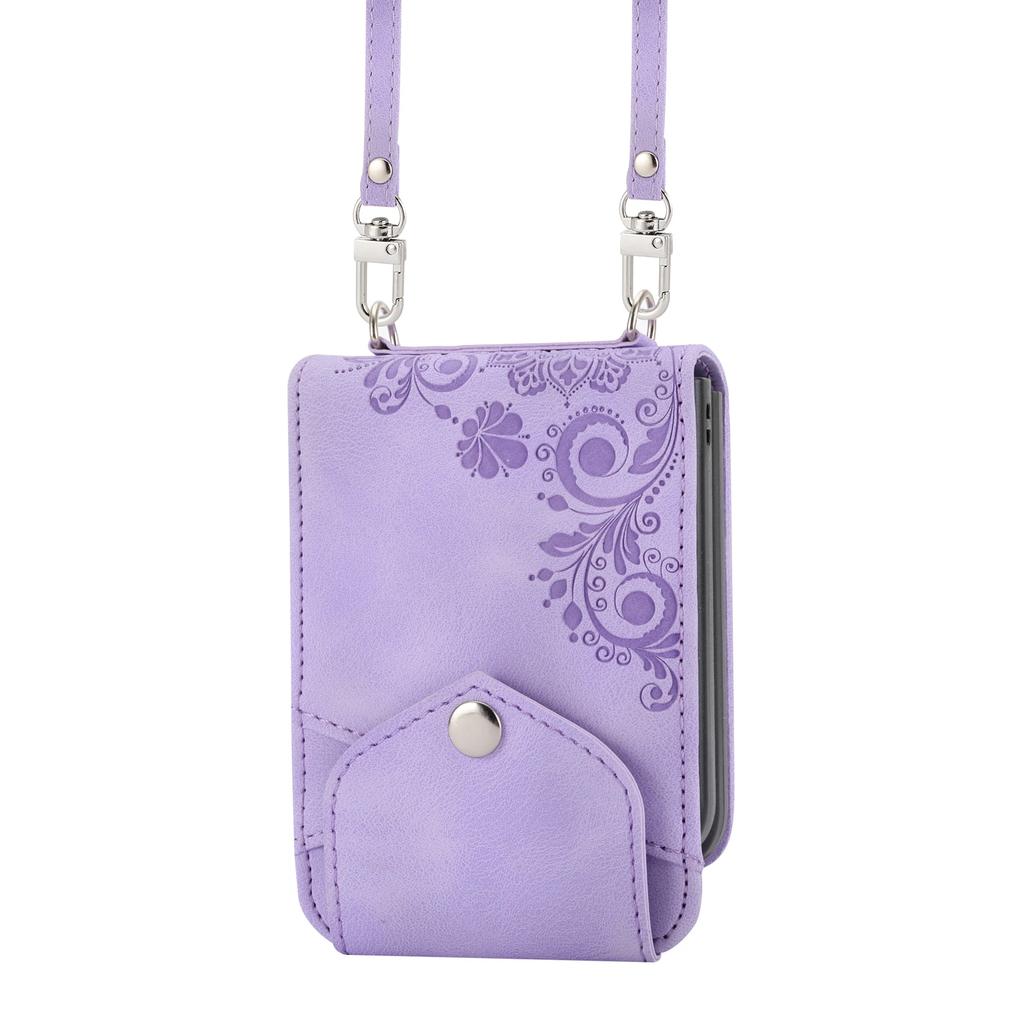 Crossbody Lanyard Wallet Cards Solt Leather Case for Samsung Galaxy Z Flip 6 5 4 Flip5 3 Flip4 5G Card Holder Phone Cover Coque