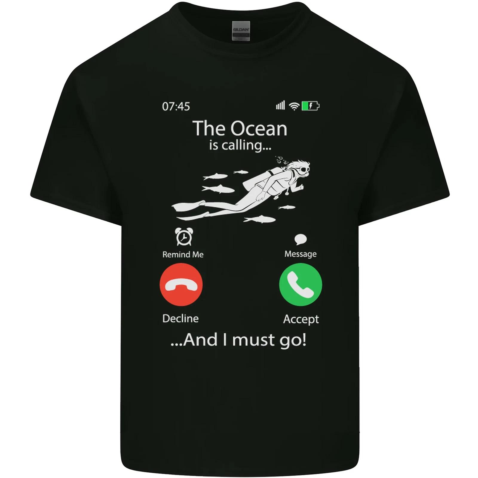 The Ocean Is Calling Scuba Diving Diver Kids T-Shirt Childrens S