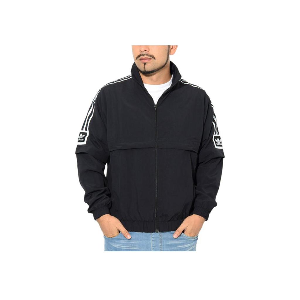Adidas Originals Trefoil Stripe Stand Collar Track Jacket Men Outerwear Black FM7303